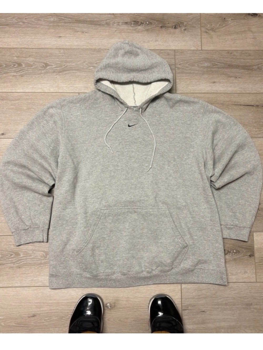 Nike Light Gray Pullover Hoodie with Small Swoosh